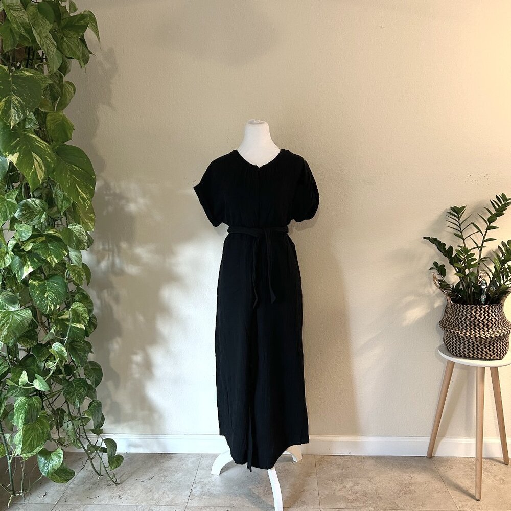Black Tie Waist Midi Dress